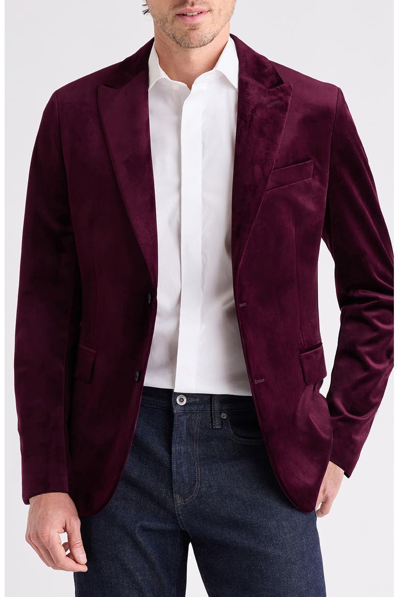 Jetsetter Slim Fit Velvet Blazer, Alternate, color, BURGUNDY