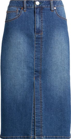 ★ ★ Midi Straight Denim Skirt T22F0NSC001WT11 1822 Denim Front Slit Denim Midi Skirt | Nordstrom