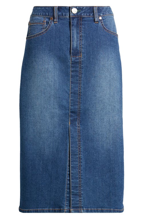 1822 Denim Front Slit Denim Midi Skirt in Loa 