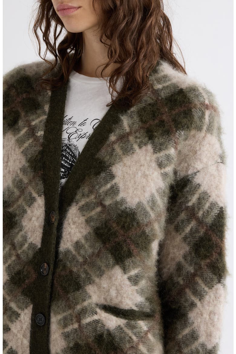 Katch Mohair Blend Cardigan, Alternate, color, OLIVE GREEN/ MULTI