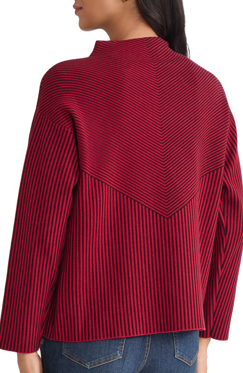 Jones New York Funnel Neck Jacquard Sweater, Alternate, color, Venetian Red/ Jones Black