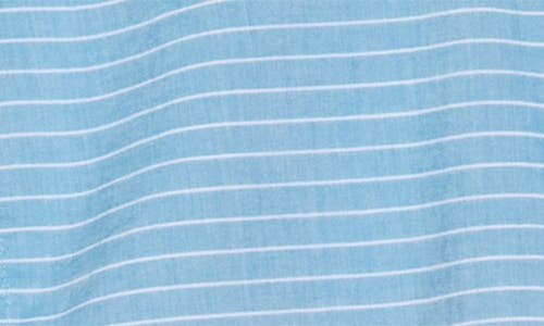 Original Penguin Lawn Chest Stripe Short Cotton Sleeve Button-up Shirt In Mosaic Blue