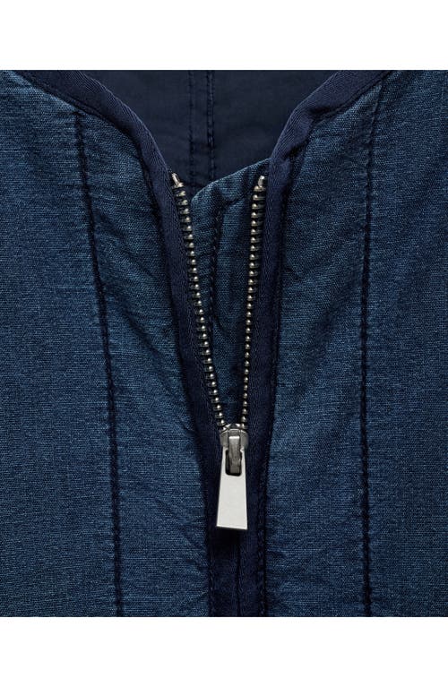 Mango Quilted Indigo Cotton Jacket In Blue