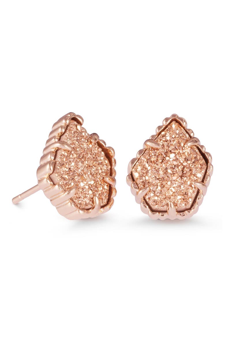Tessa Stone Stud Earrings, Main, color, ROSE DRUSY/ ROSE GOLD