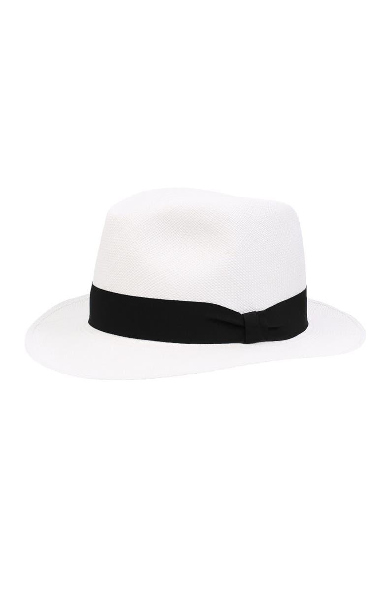 Wigens Men's Paja Toquilla Straw Panama Hat with Grosgrain Band, Main, color, Black
