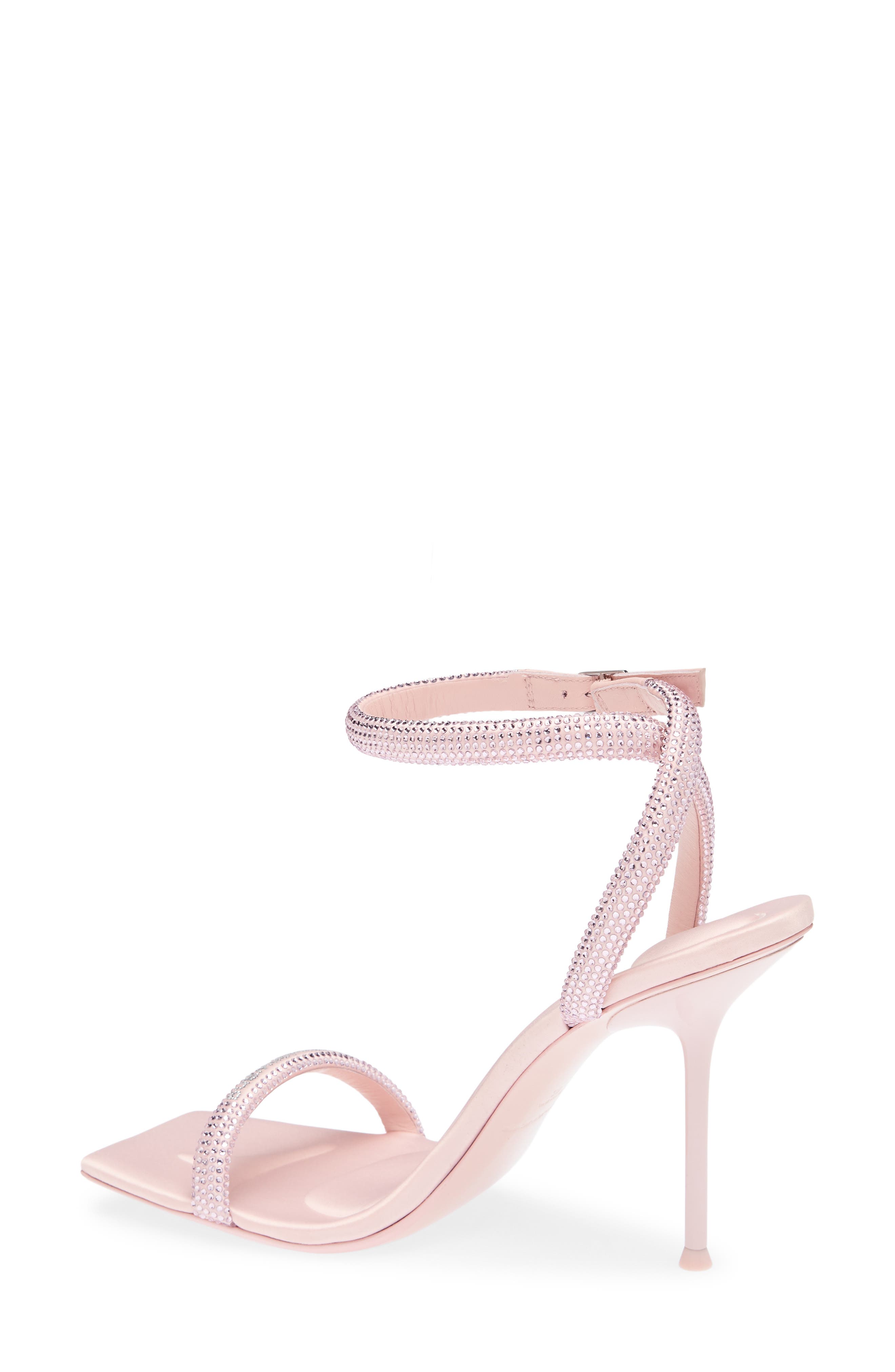Julie Crystal Logo Ankle Strap Sandal, Alternate, color, LIGHT PINK