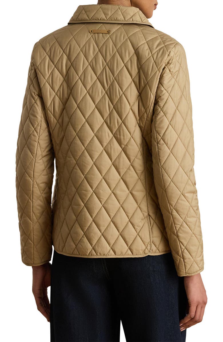 Lauren Ralph Lauren Crest Detail Quilted Jacket, Alternate, color, Birch Tan