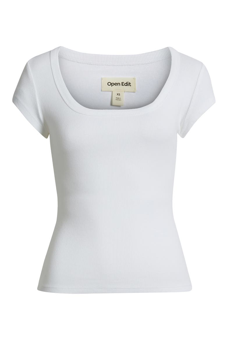 Scoop Neck Stretch Cotton T-Shirt, Alternate, color, WHITE