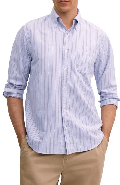 Friday Stripe Cotton Oxford Cloth Button-Down Shirt