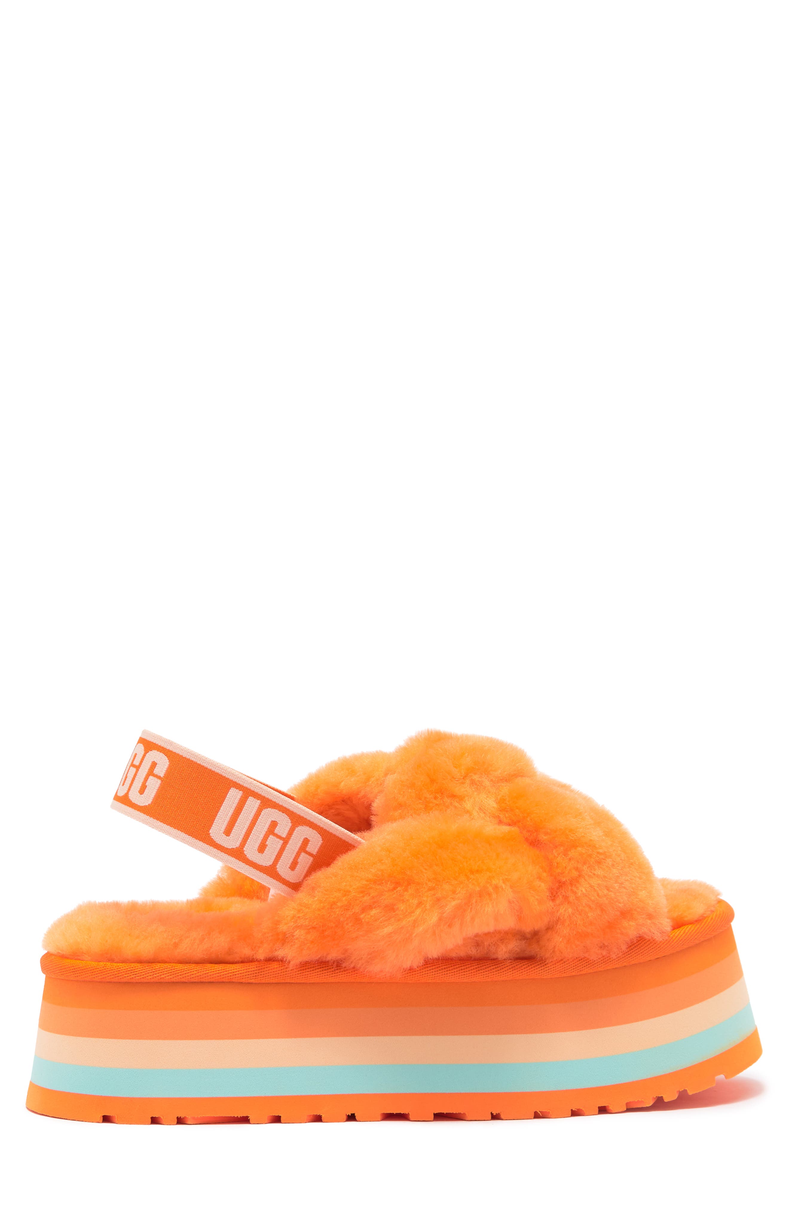 Disco Knot Genuine Shearling Slide, Alternate, color, MANDARIN