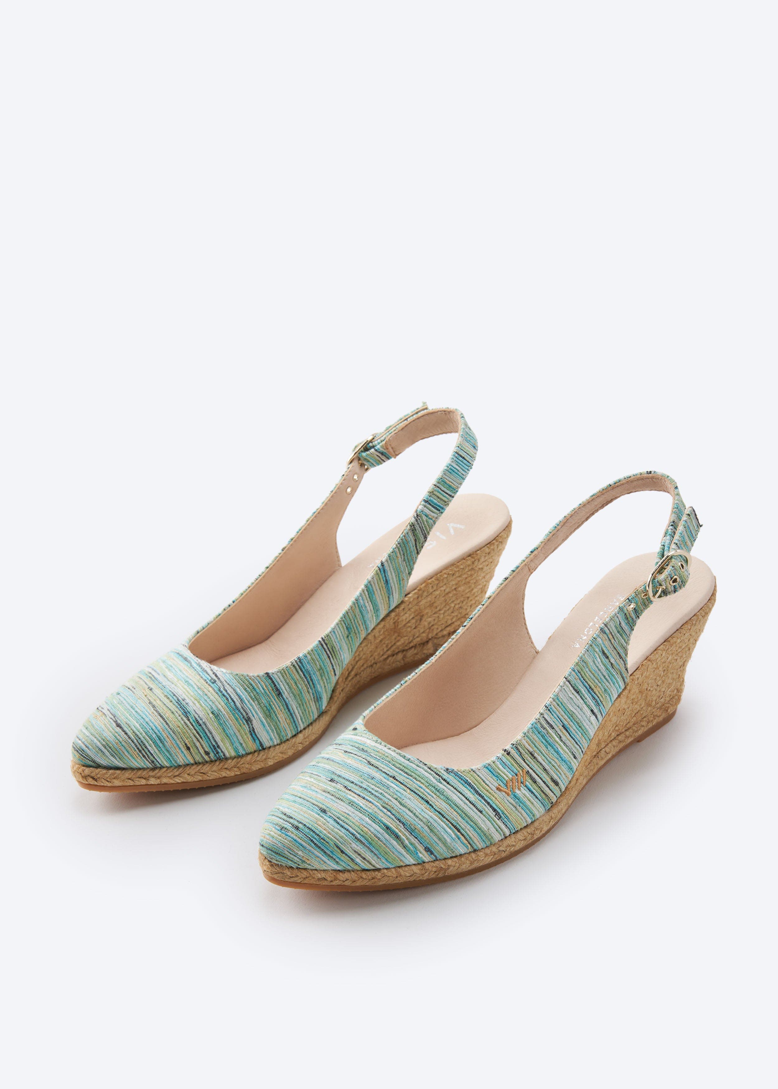 VISCATA Palomera Canvas Espadrille Wedges, Alternate, color, Multicolor Blue
