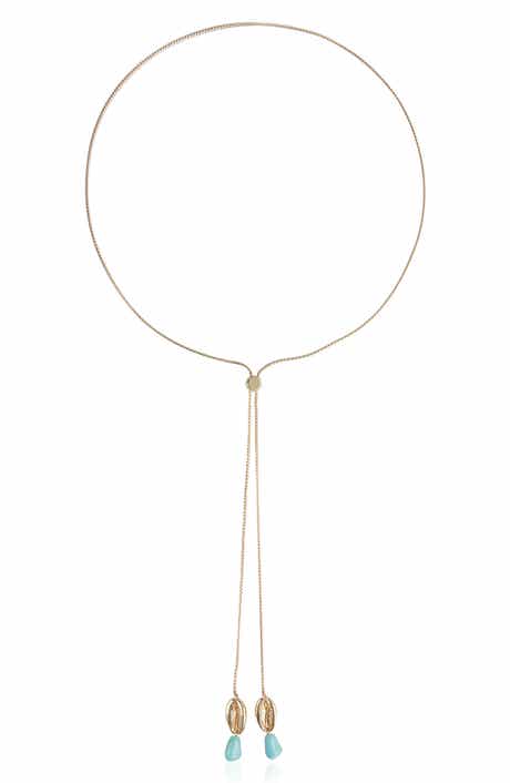 Ettika Beaded Cowrie Charm Bolo Necklace