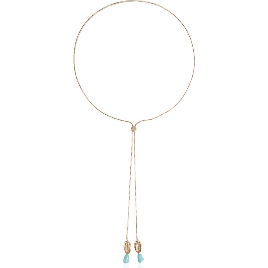 Ettika Beaded Cowrie Charm Bolo Necklace in Turquoise at Nordstrom Rack