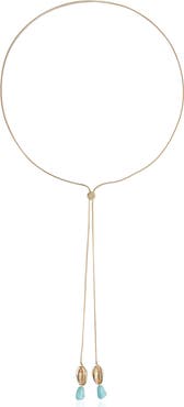 Ettika Beaded Cowrie Charm Bolo Necklace