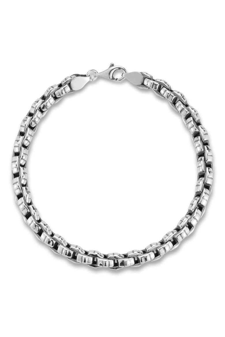 Men's Round Box Chain Bracelet, Main, color, SILVER