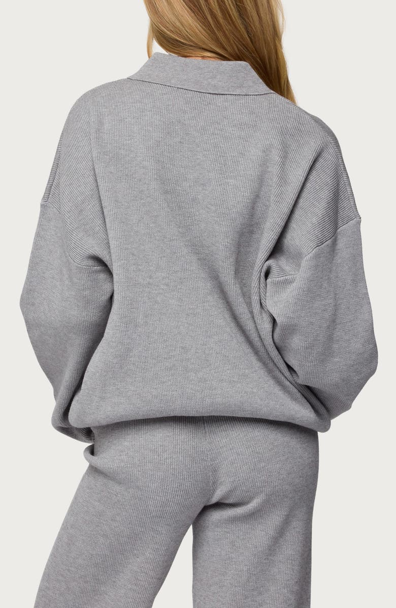 EDIKTED Lorie Oversize Rib Knit Polo, Alternate, color, 