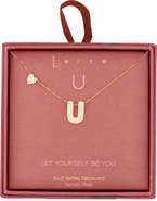 Leith Cubic Zirconia Heart & Bubble Initial Pendant Necklace