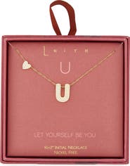 Leith Cubic Zirconia Heart & Bubble Initial Pendant Necklace