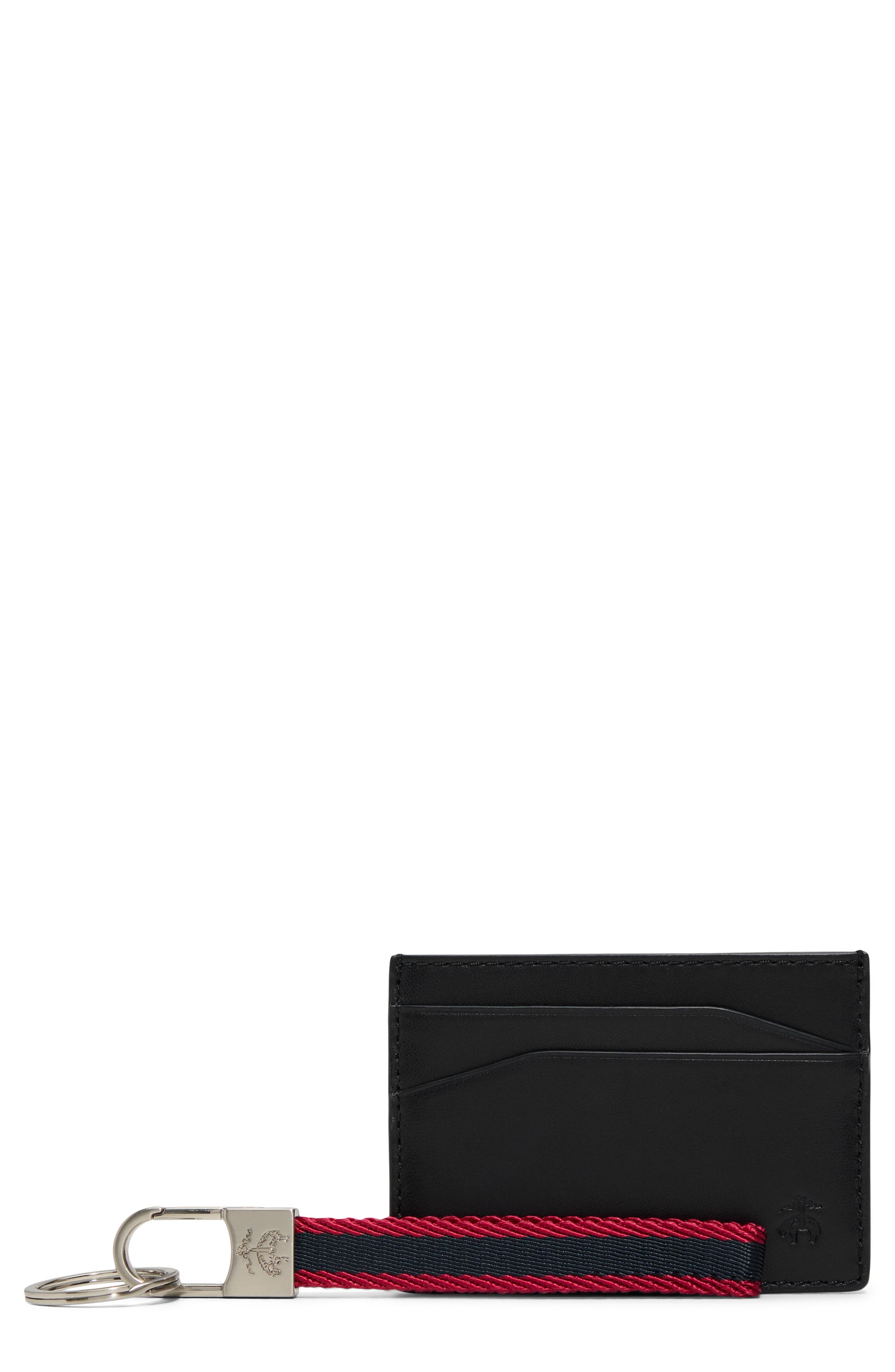 Brooks Brothers Leather Card Case & Key Chain Set