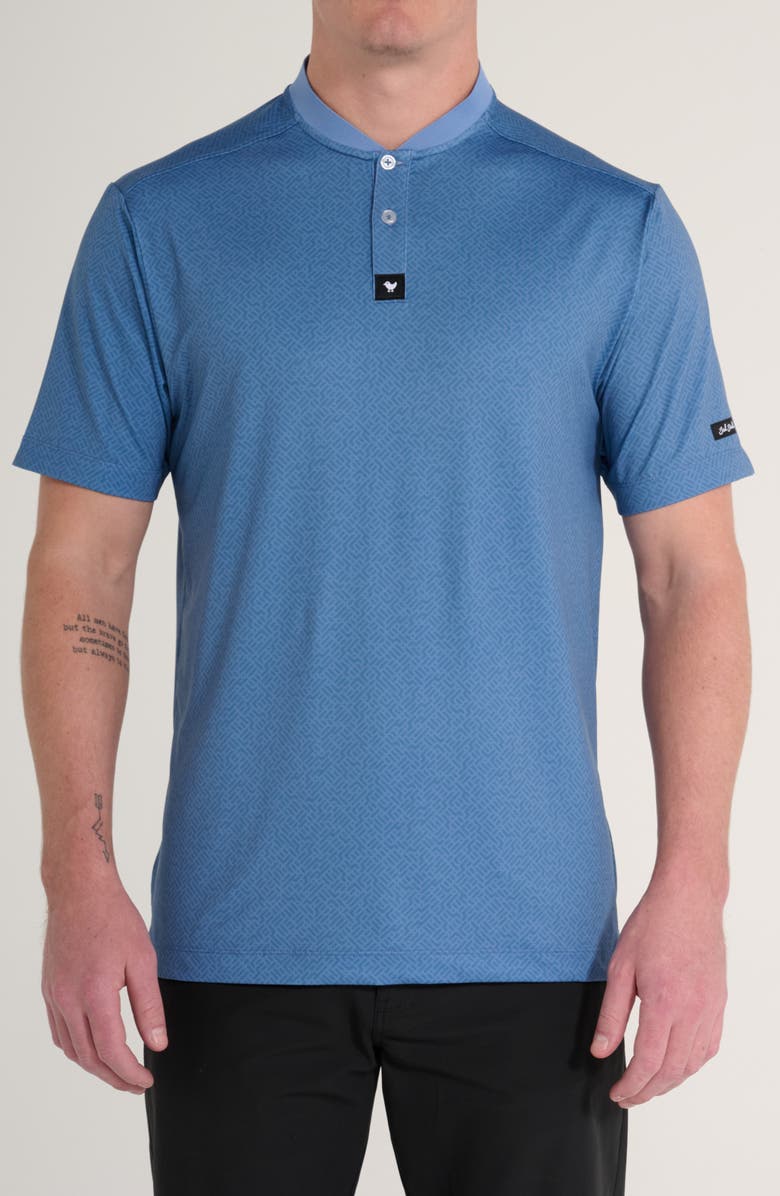 Bad Birdie Cadet Jammy Geo Print Blade Collar Polo, Main, color, Cadet Cornet Blue