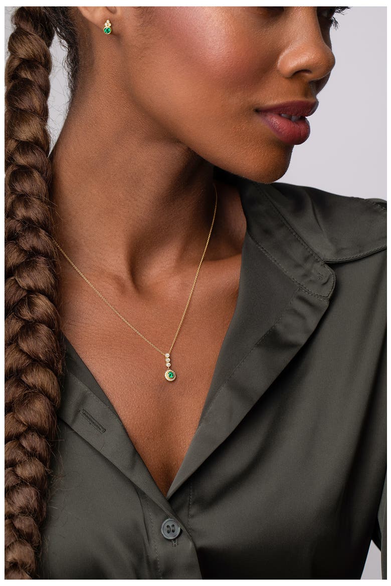 El Mar Diamond & Emerald Circle Pendant Necklace (Nordstrom Exclusive), Alternate, color, 18K YELLOW GOLD