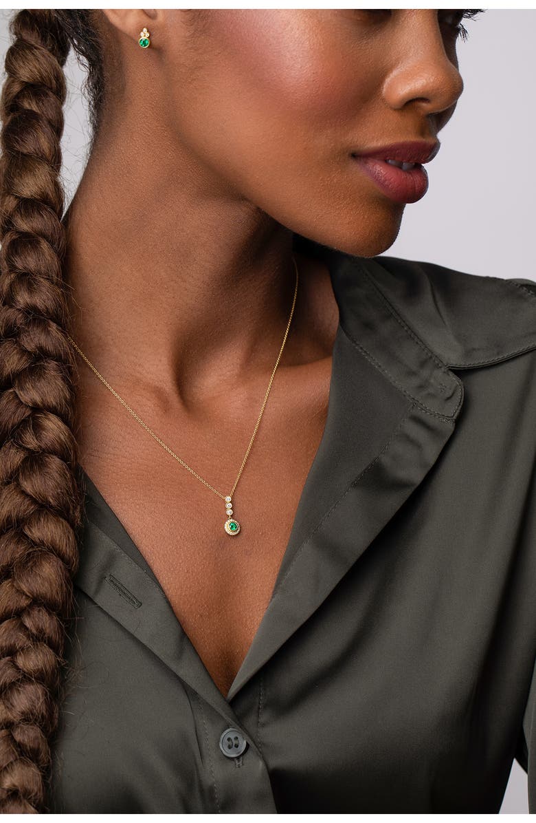 Bony Levy El Mar Diamond & Emerald Circle Pendant Necklace, Alternate, color,