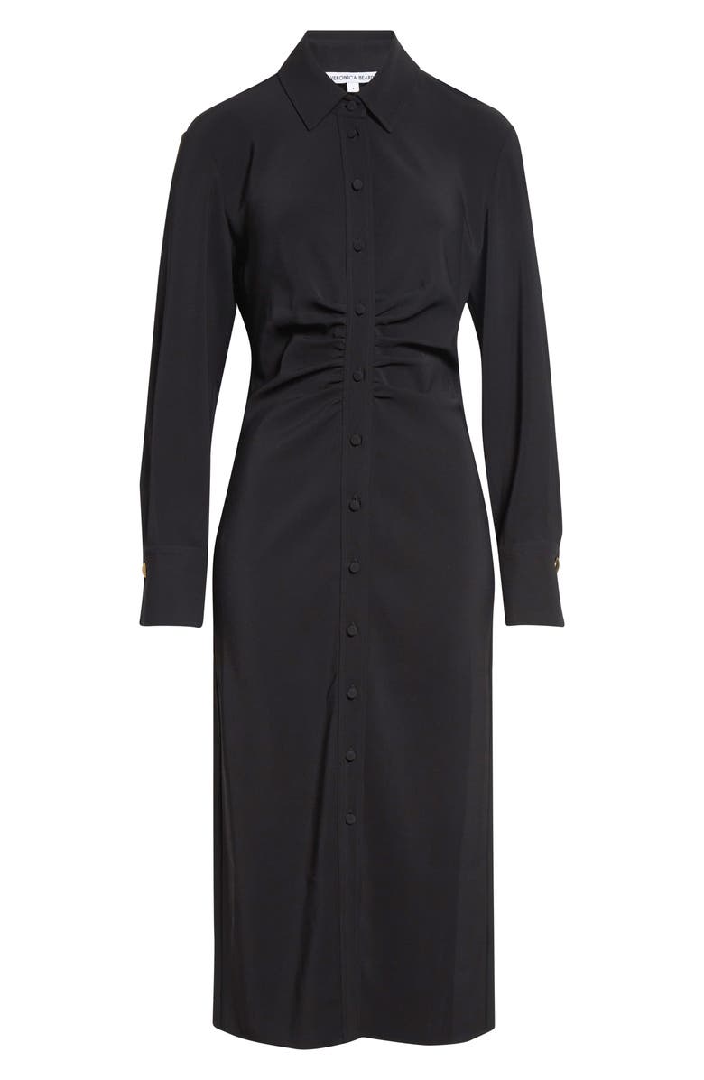 Veronica Beard Loxley Long Sleeve Midi Shirtdress, Alternate, color, Black