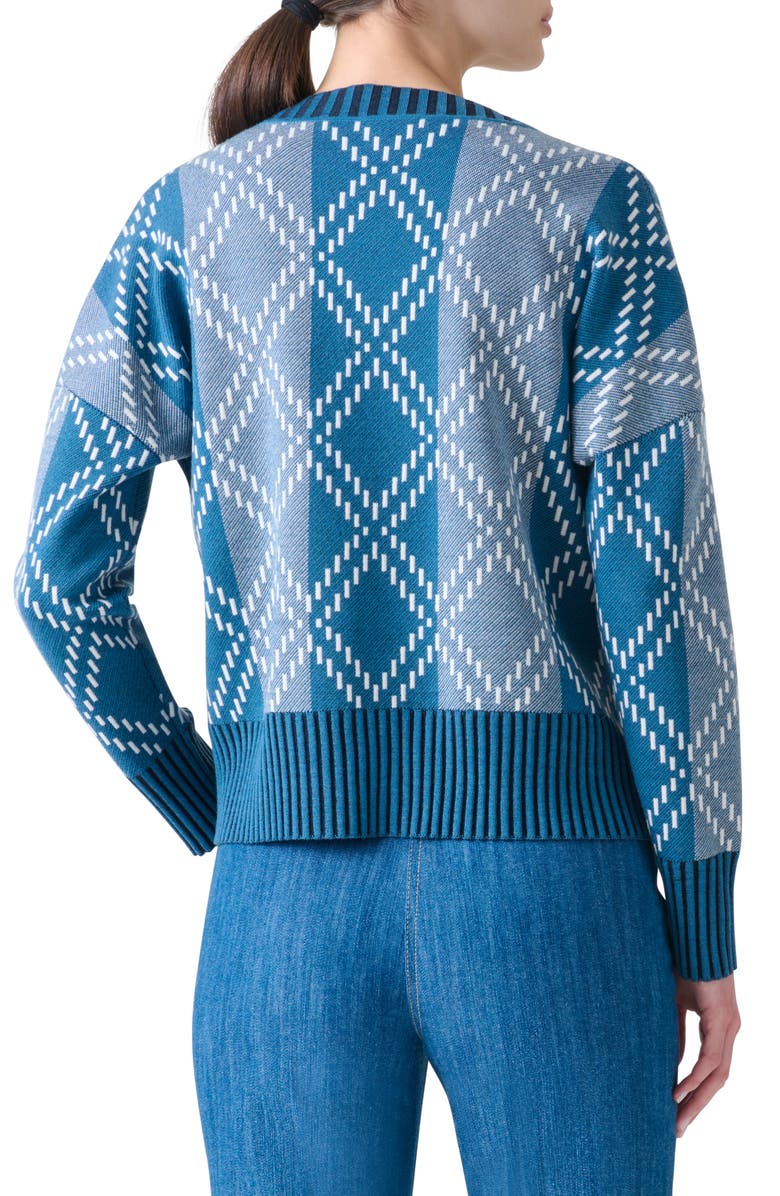 Akris punto Diamond Jacquard Cardigan, Alternate, color, Medium Blue-Multicolor