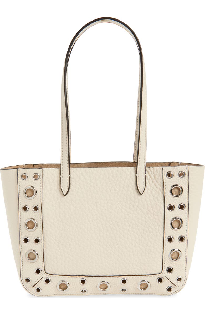 Valentino Garavani Mini Nellcôte Grommet Leather Tote, Alternate, color, Light Ivory