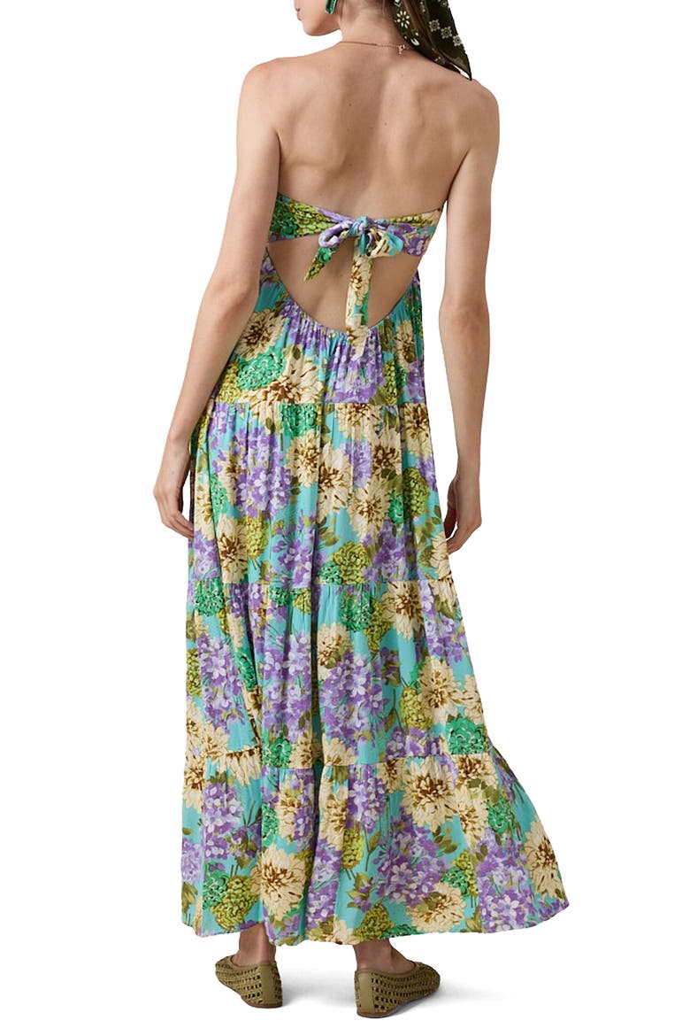 Strapless Open Back Maxi Dress, Alternate, color, GREEN