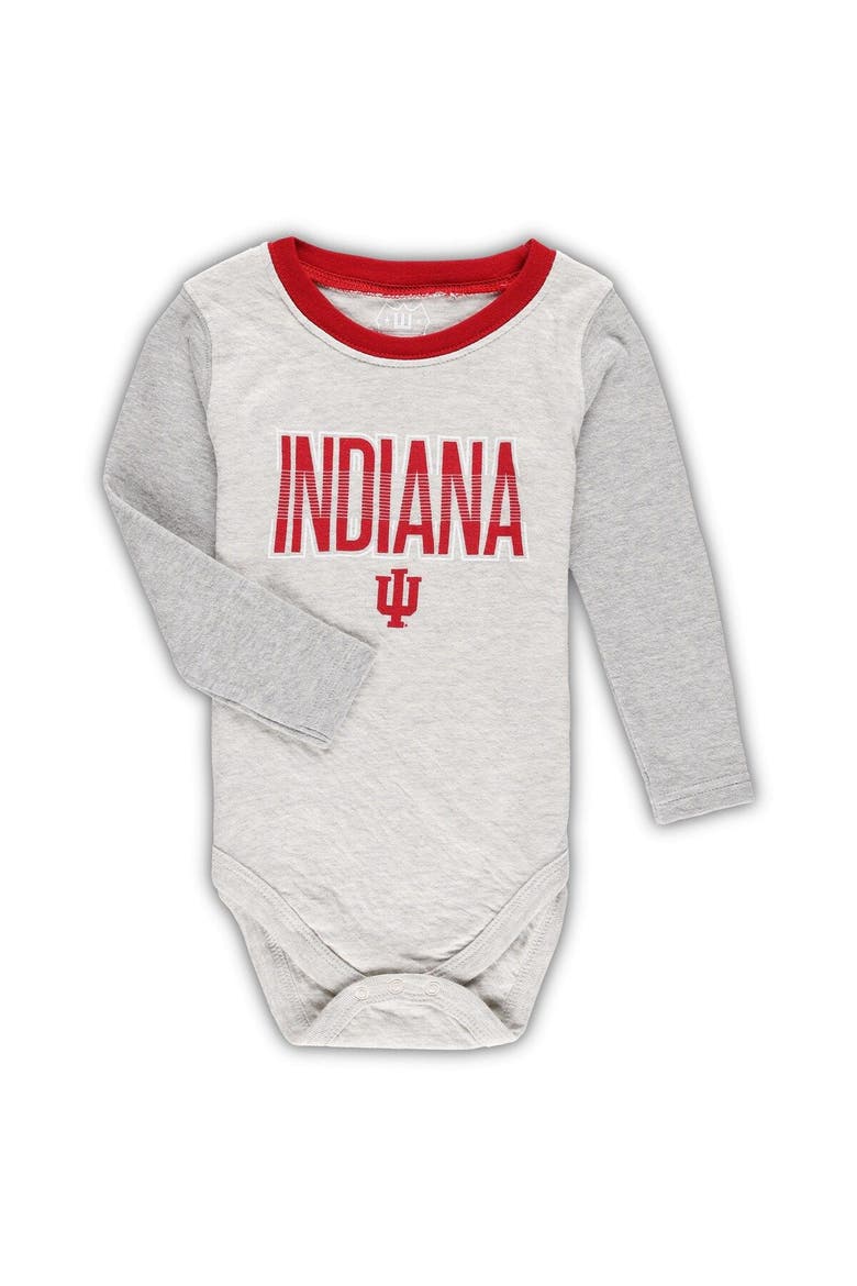 Infant Wes & Willy Heather Gray Indiana Hoosiers Jie Jie Long Sleeve Bodysuit & Pants Set, Alternate, color, Gray