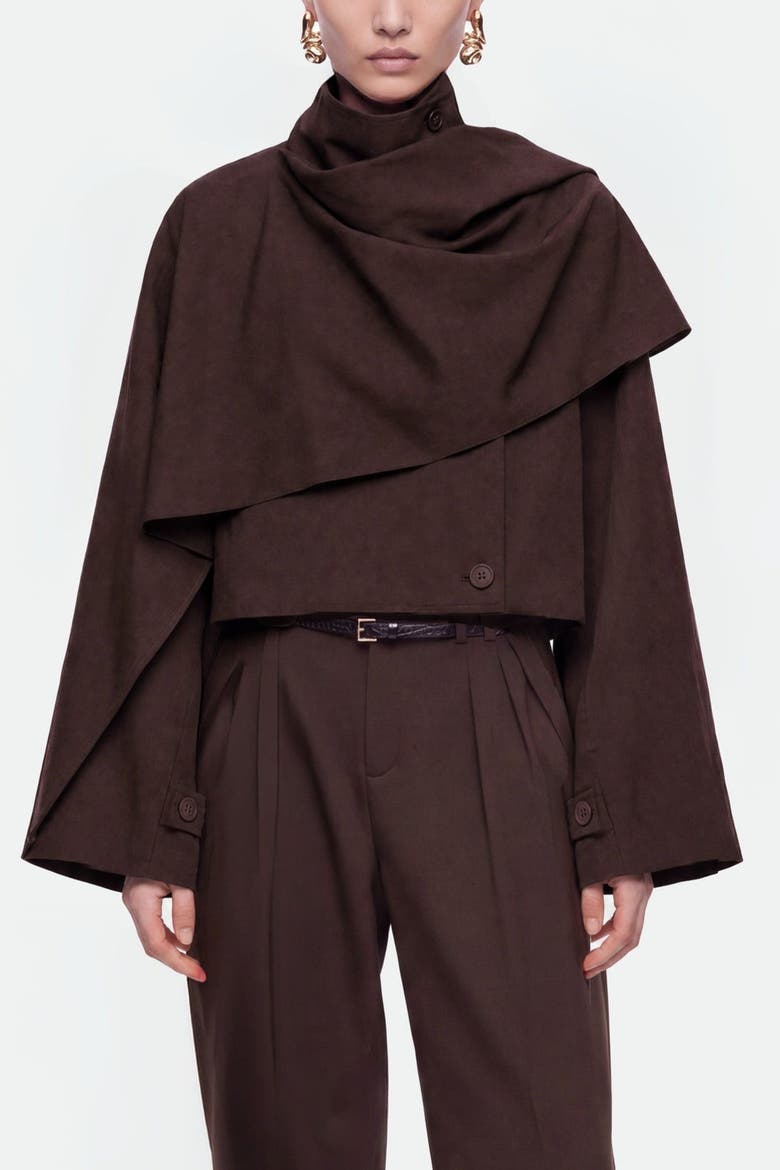 Stand Collar Trench Coat, Main, color, Brown