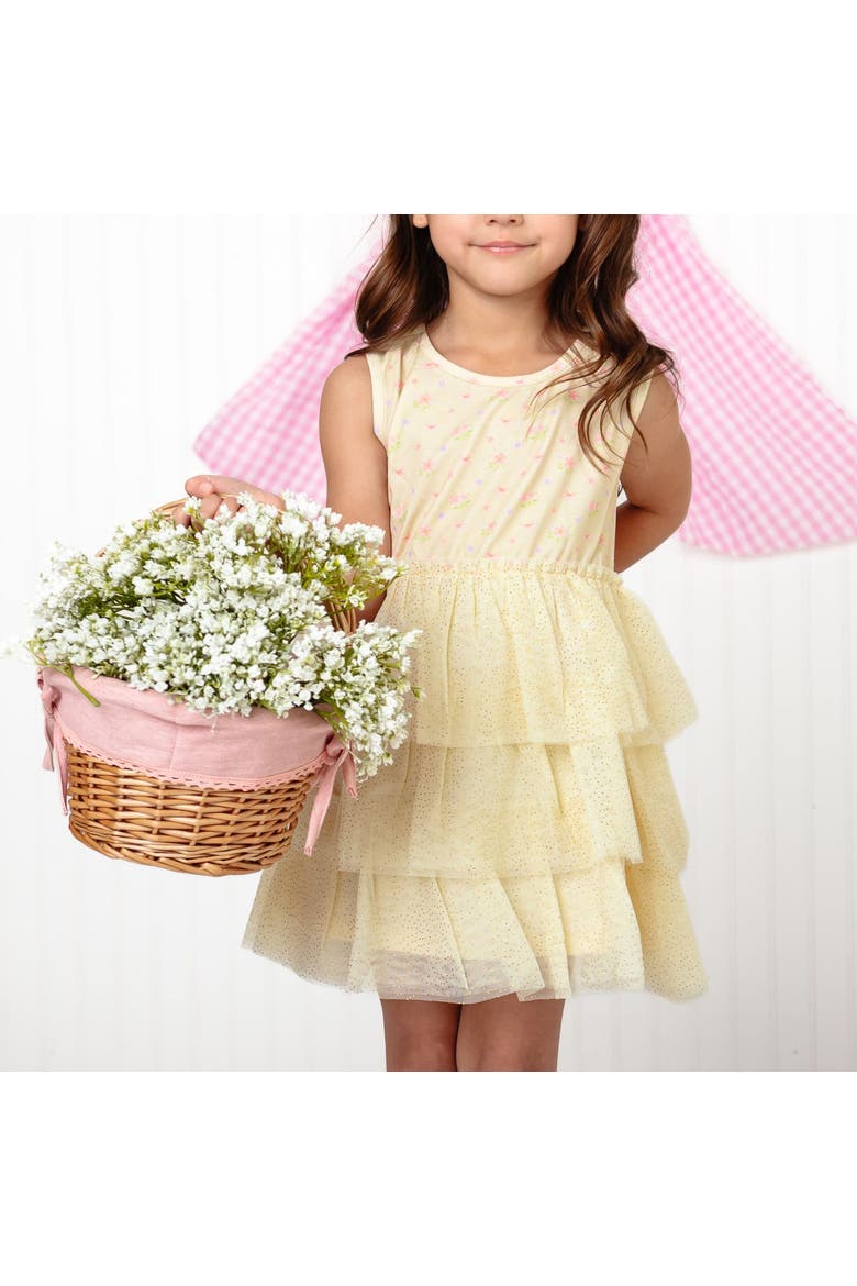 Lemon Floral Tank Tutu Dress, Alternate, color, Pastel Yellow