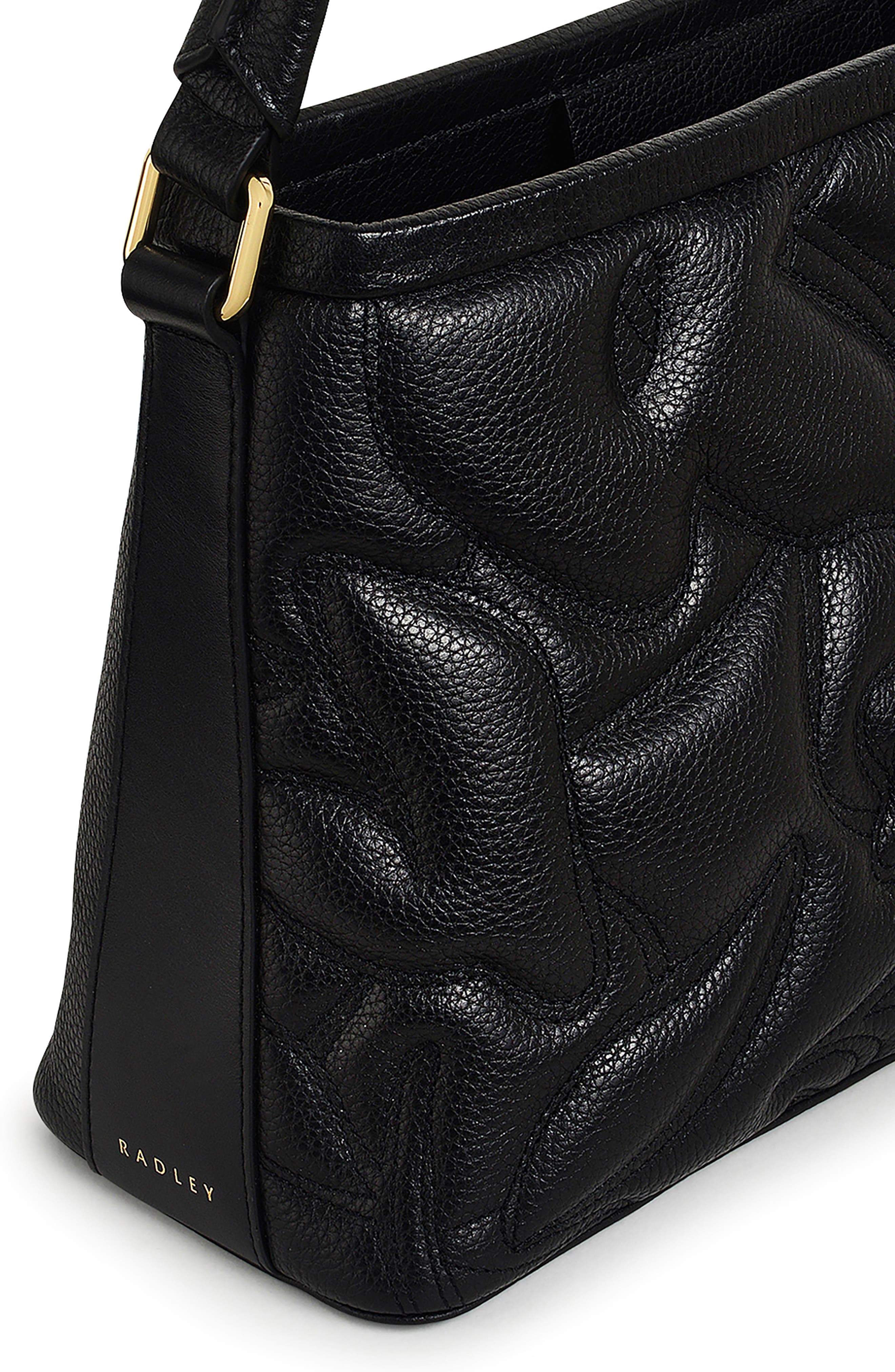 Radley Floral Street Stitch Medium Shoulder Bag, Alternate, color, Black