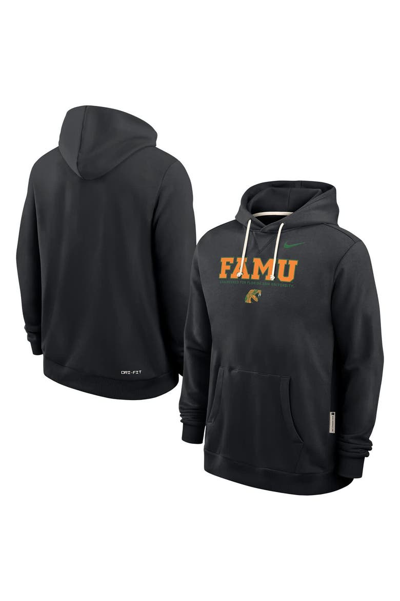 Men's Nike Black Florida A&M Rattlers 2025 Sideline Standard Issue Dri-FIT Hoodie, Main, color, Black