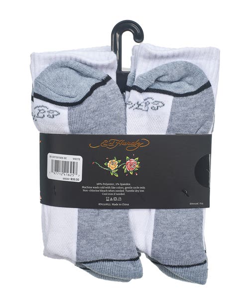 Ed Hardy Athletic Half Cushion Crew Sock 7-pack In White