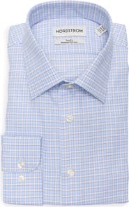 Nordstrom Trim Fit Check Premium Non Iron Cotton Button-Up Shirt