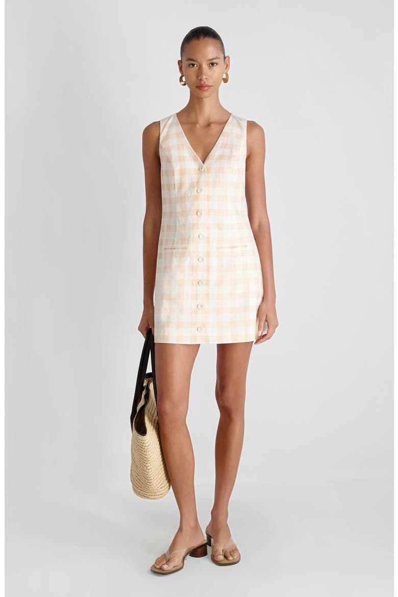 Gingham Linen Blend Minidress, Alternate, color, SEASHELL GHINGHAM