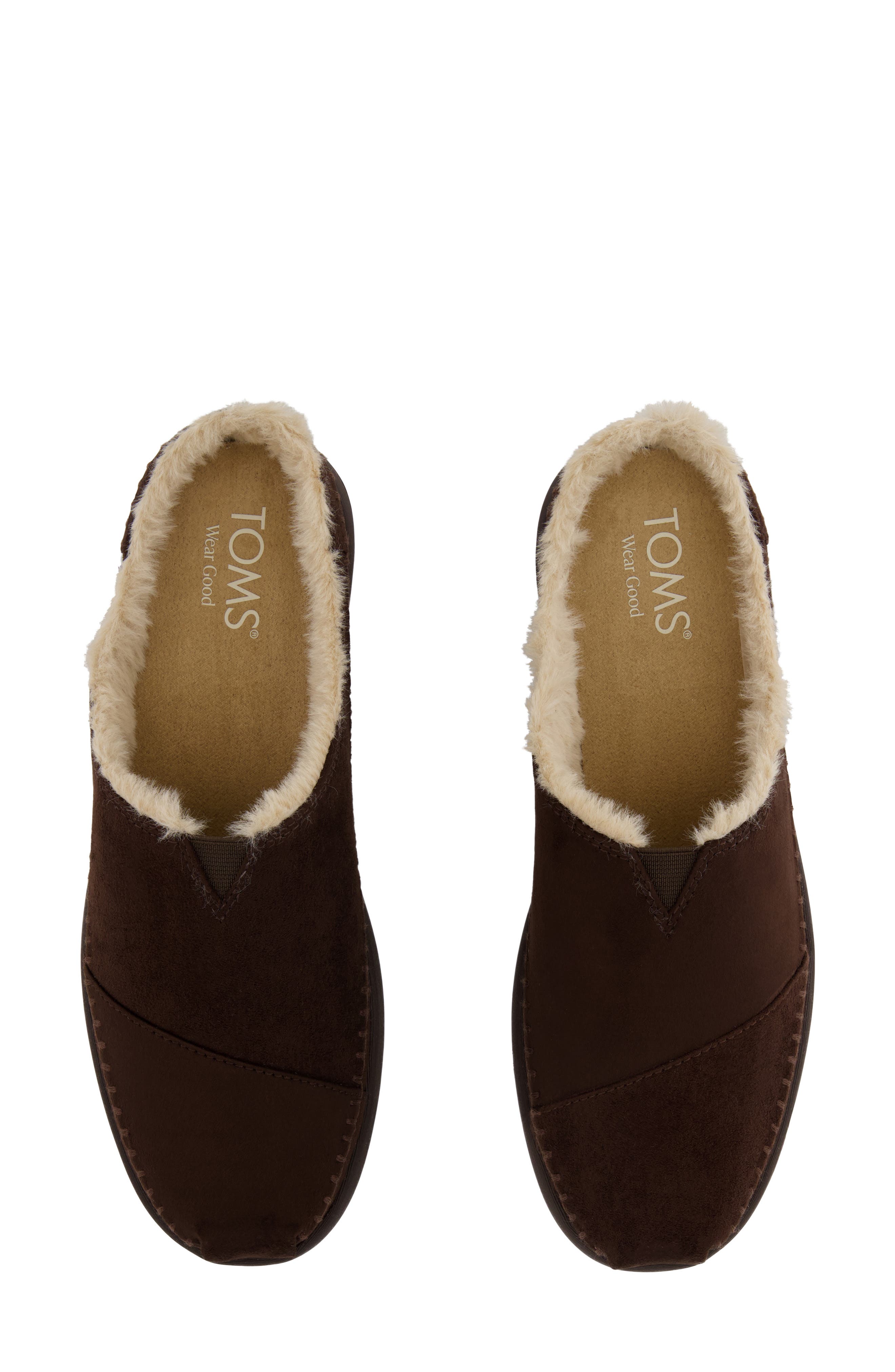 Alpeas Faux Fur Lined Leather Slip-On Shoe, Alternate, color, DARK BROWN