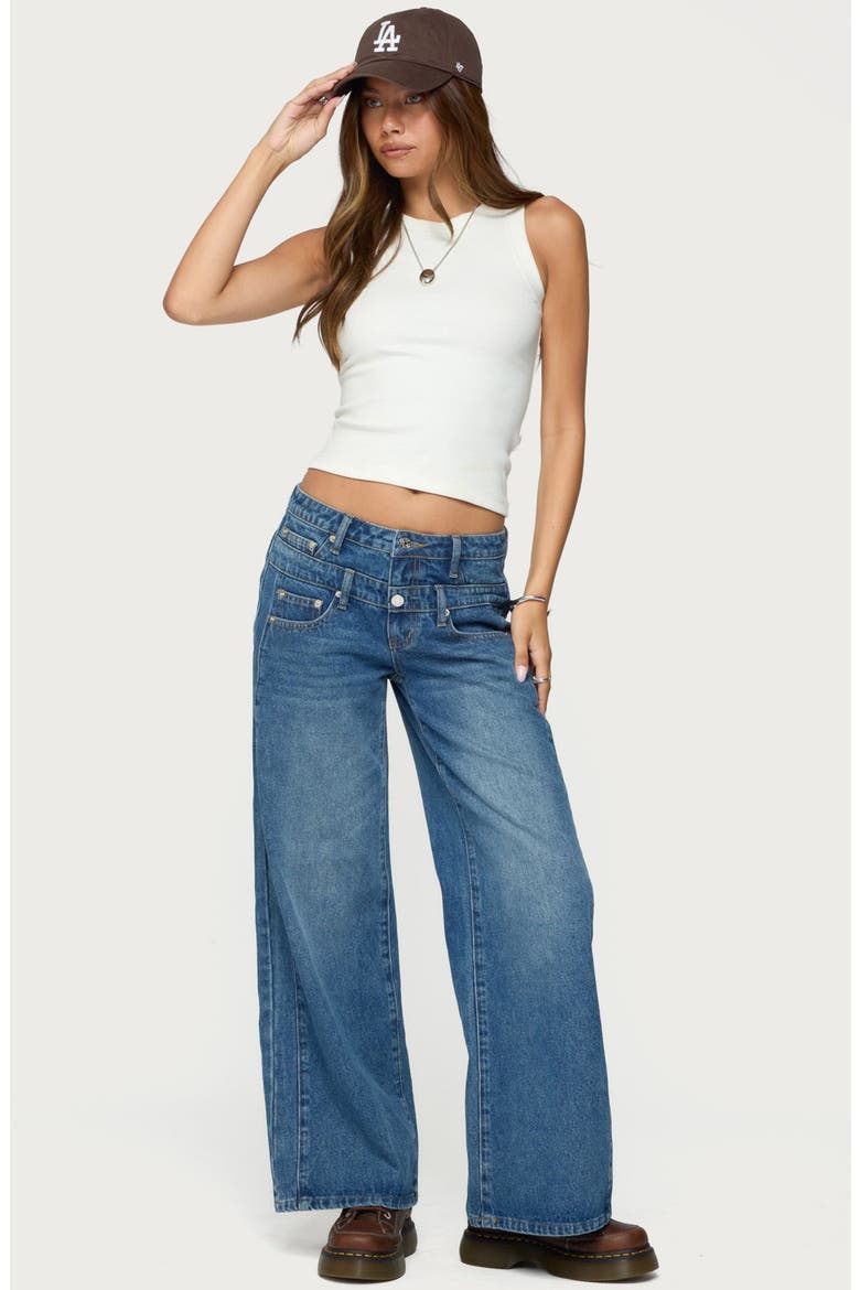 Abel Layered Waist Low Rise Wide Leg Jeans, Alternate, color, BLUE