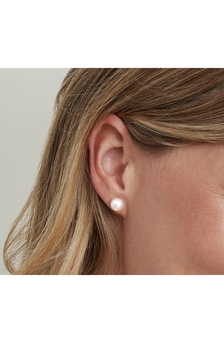 The Pearl Source Akoya Round Pearl Stud Earrings 8-8.5mm, Alternate, color, White Pearl - Yellow Gold