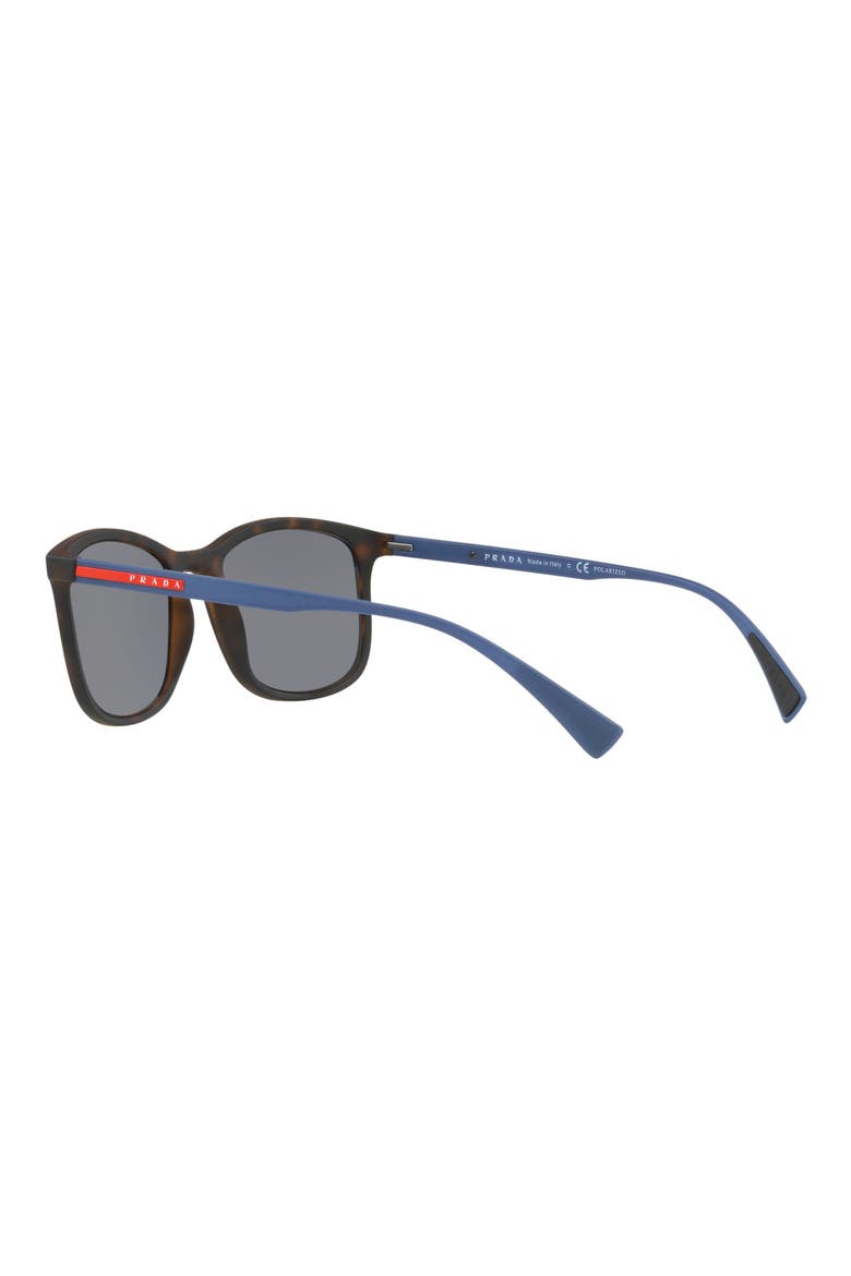 56mm Polarized Rectangle Sunglasses, Alternate, color, HAVANA RUBBER/ GREY