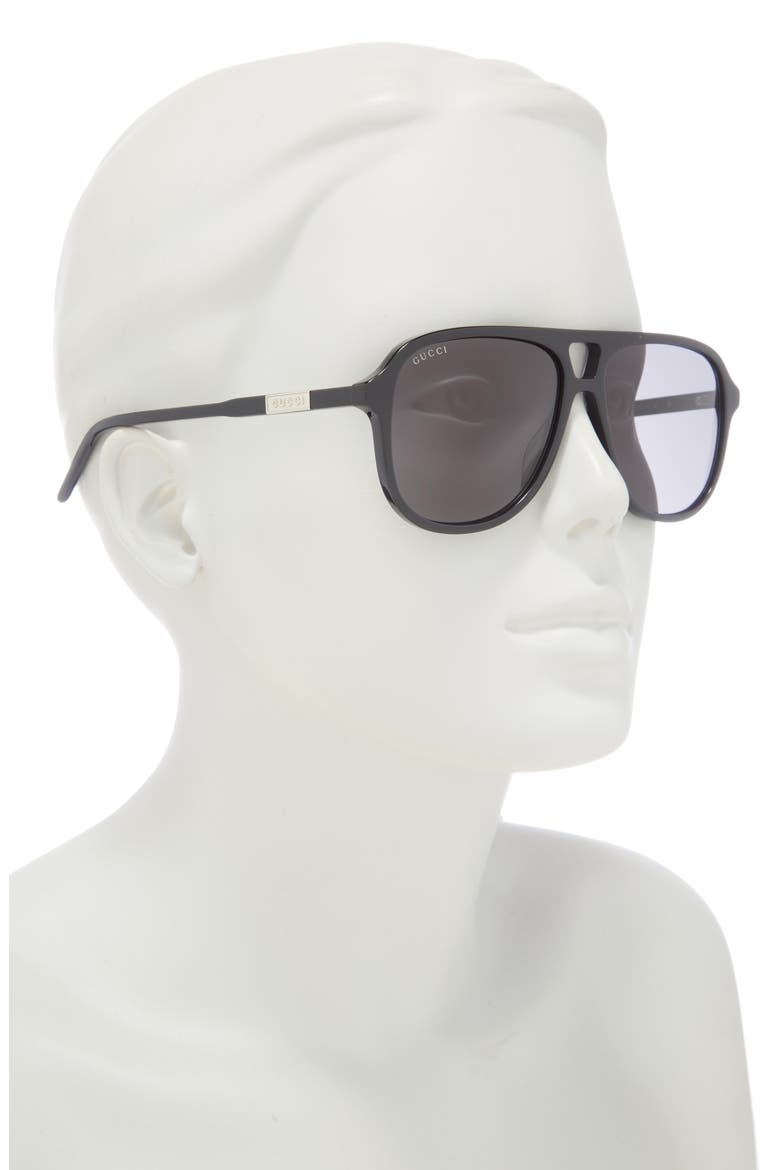57mm Aviator Sunglasses, Alternate, color, BLACK BLACK GREY