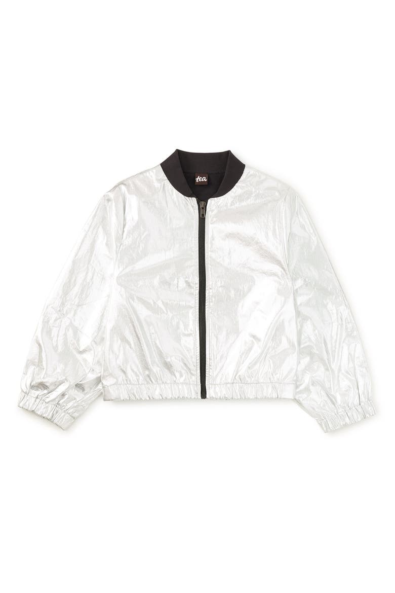 Metallic Bomber Jacket, Main, color, Metallic Silver