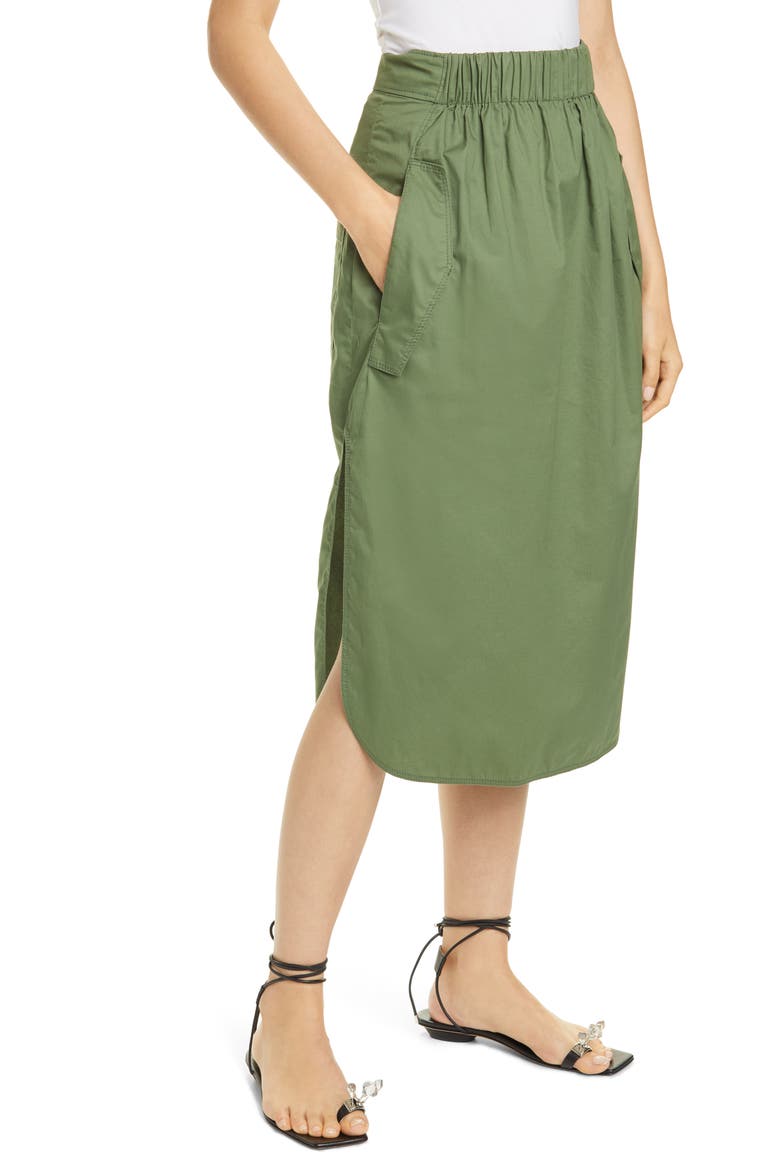 Featherweight Cotton Twill Skirt, Main, color, OLIVE