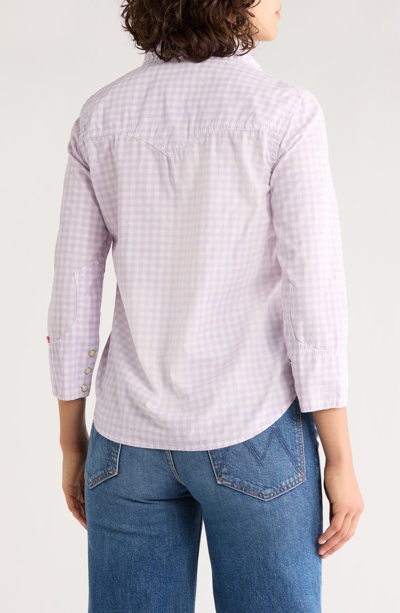 DENIMIST Shrunken Long Sleeve Cowboy Shirt, Alternate, color, Lilac Gingham