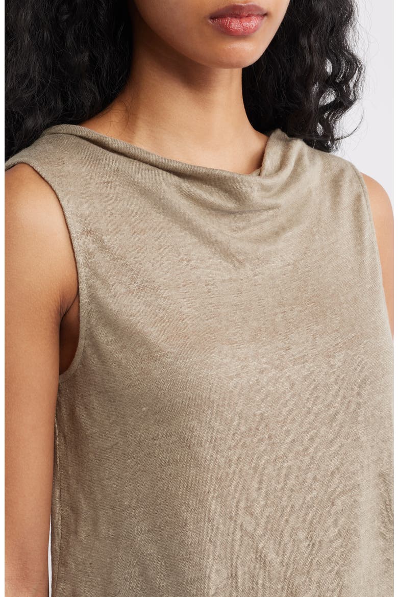 Cowl Neck Linen Tank, Alternate, color, KHAKI