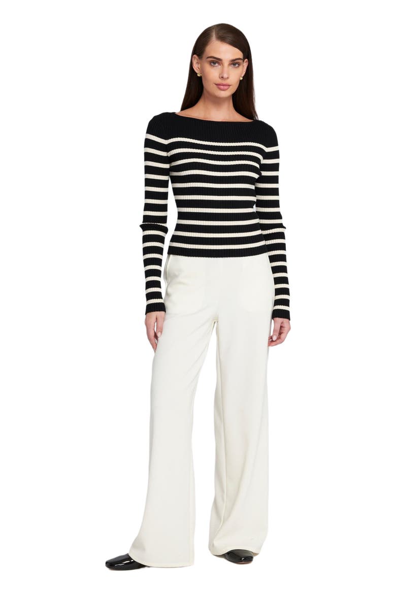 Fine Gauge Light Weight Striped Sweater, Main, color, Black/Cream
