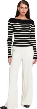 ELLE Collection Fine Gauge Light Weight Striped Sweater