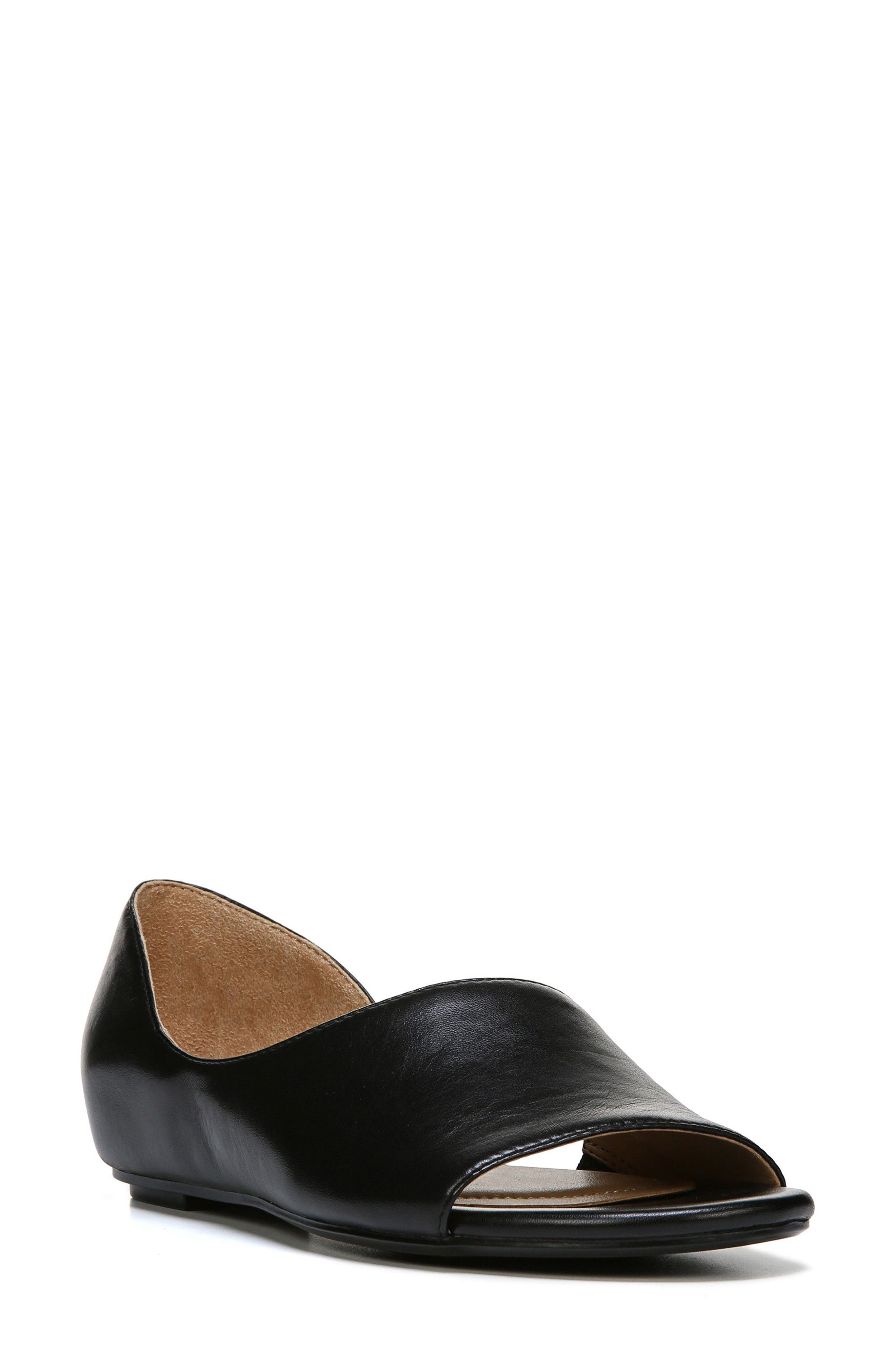 Lucie Half d'Orsay Flat, Main, color, BLACK LEATHER